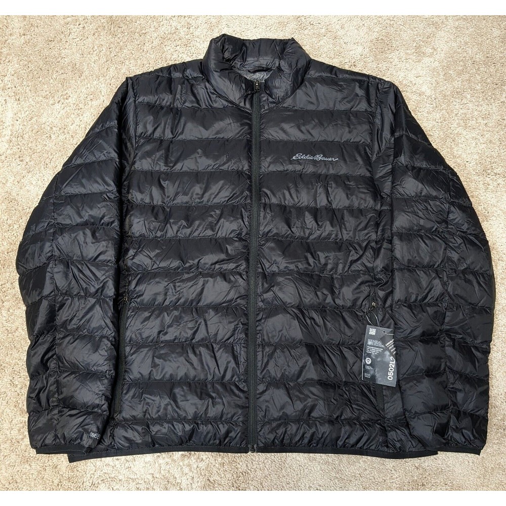 Eddie Bauer EB650 Down Puffer Quilted Men's Black Jacket Size XL Extra Large